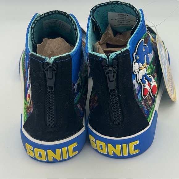 NWT Sonic The Hedgehog Sega High Top Canvas 2D Graphics Rear Zip Lace Up Design - Picture 5 of 12